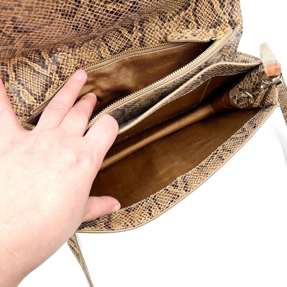 Loeffler Randall Katalina Snake Print Bag‎ Brown Shoulder Crossbody Strap - Picture 14 of 16